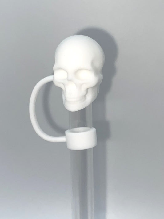 White Skull 3D Straw Topper