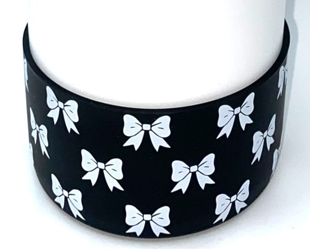White Coquette Bows On Black Stanley Tumbler Boot Sleeve #205
