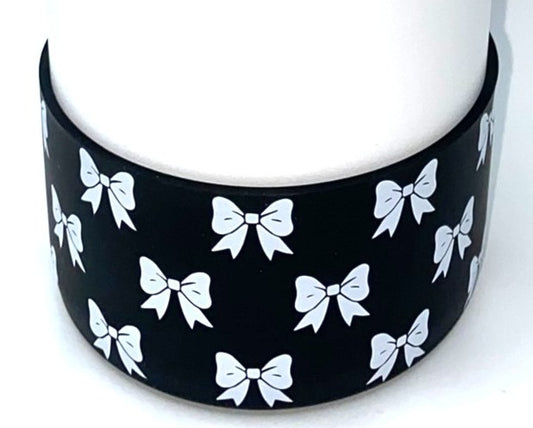 White Coquette Bows On Black Stanley Tumbler Boot Sleeve #205