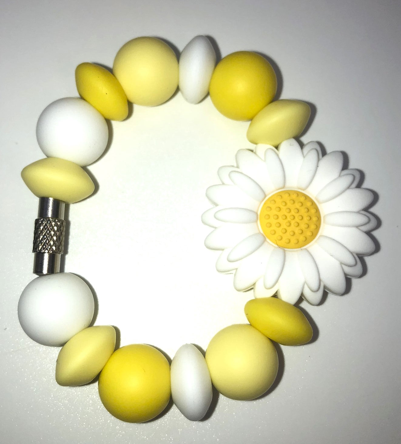 White Daisy Dahlia Flower w/Yellow Center Stanley Tumbler Cup Handle Charm