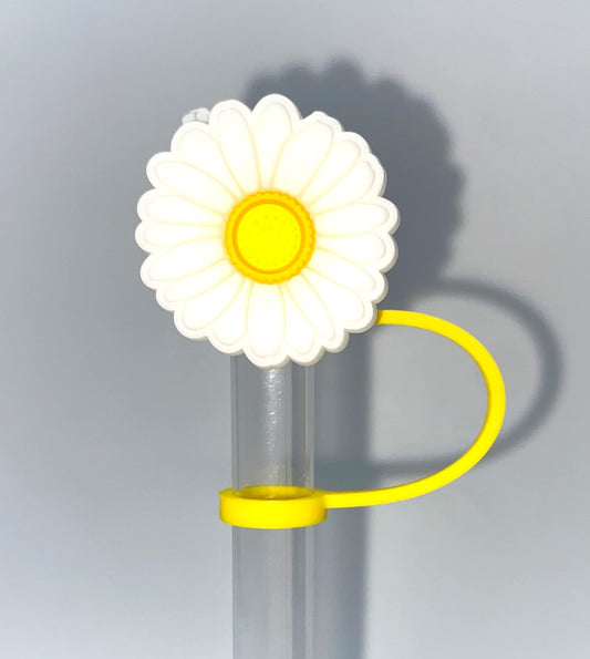 White Daisy Flower Straw Topper