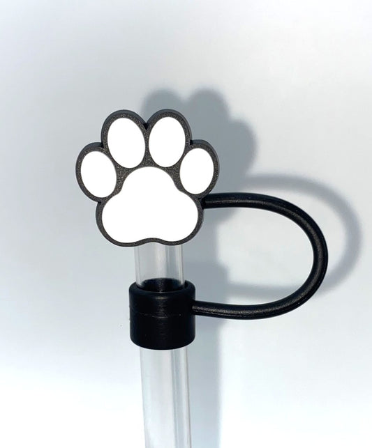 White Dog Paw Straw Topper