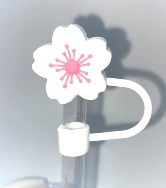 White Hibiscus Flower 3D Straw Topper