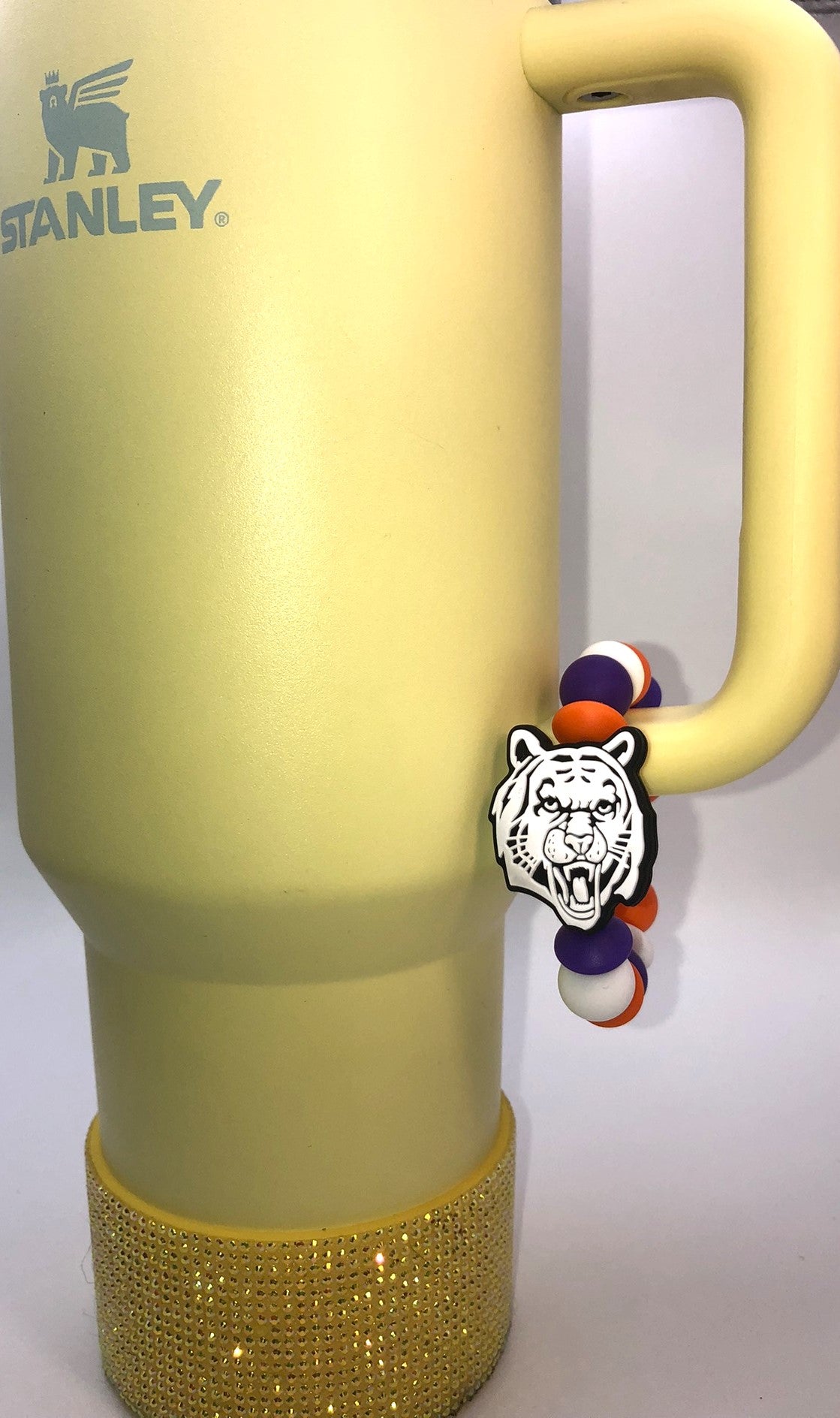 College Football White Clemson Tiger Face Stanley Tumbler Cup Handle Charm