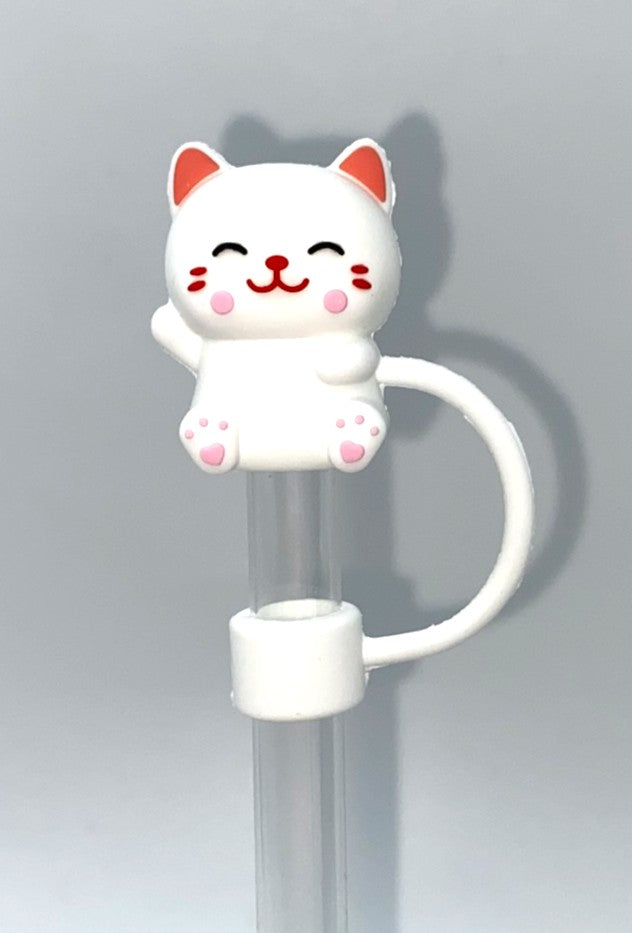 White Cat 3D Straw Topper