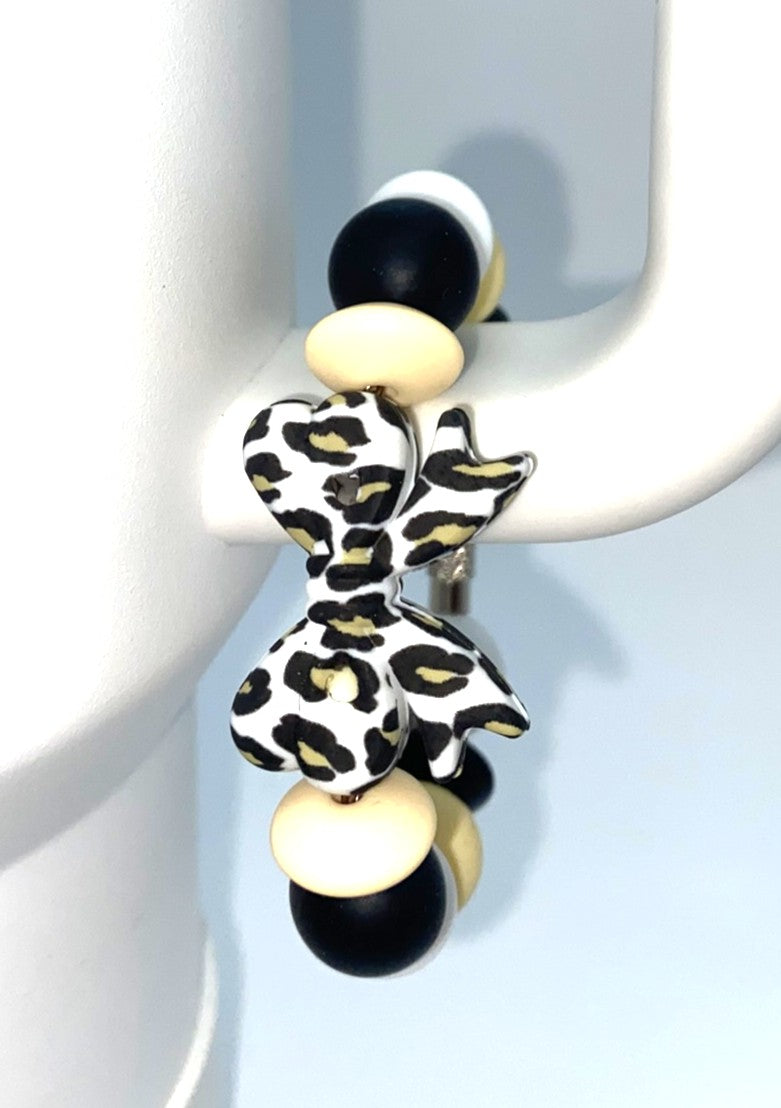 White Leopard Print Coquette Bow Stanley Tumbler Cup Handle Charm