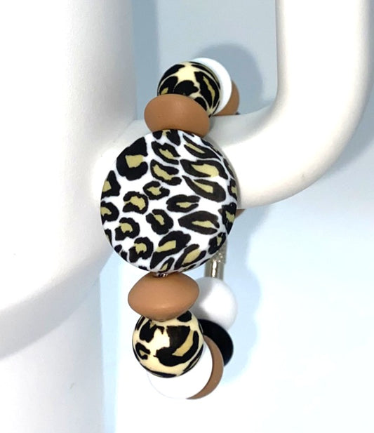 Leopard Print Circle Stanley Tumbler Cup Handle Charm