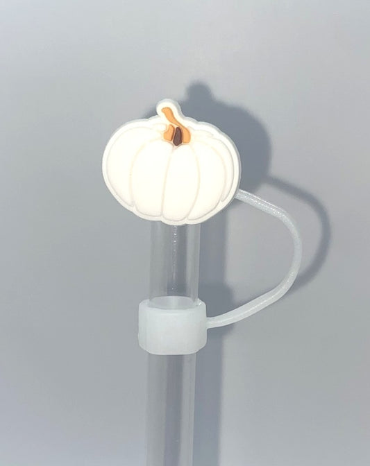White Pumpkin Fall Straw Topper