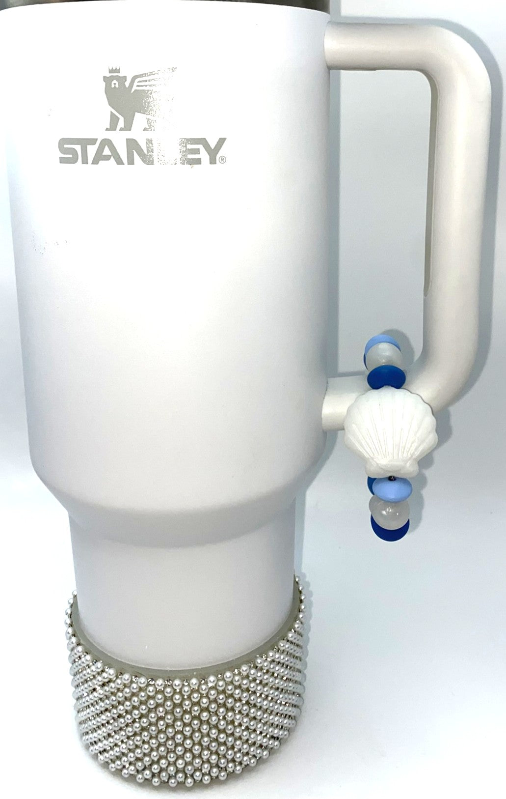 White Pearl Seashell Stanley Tumbler Cup Handle Charm
