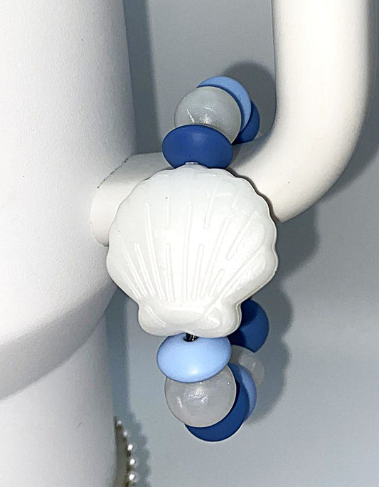 White Pearl Seashell Stanley Tumbler Cup Handle Charm