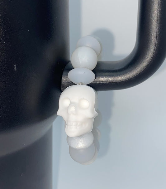 White Skull Stanley Tumbler Cup Handle Charm