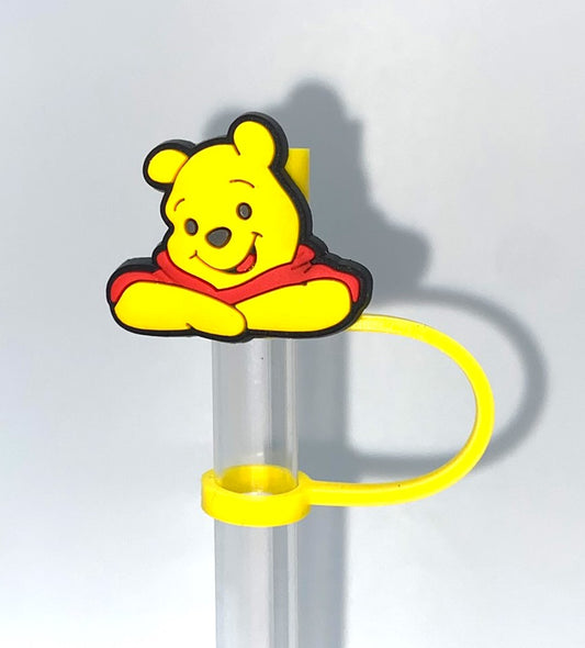 Thoughtful Yellow Honey Bear Upper Body Straw Topper