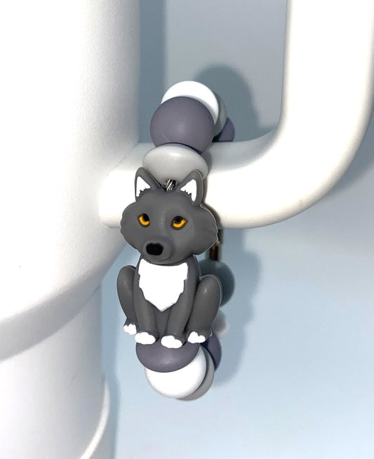 Gray Wolf 3D Stanley Tumbler Cup Handle Charm