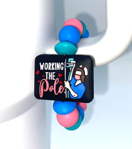 Working The Pole Nurse funny Stanley Tumbler Cup Handle Charm