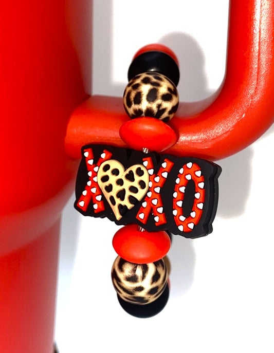 XOXO Leopard Print Polka Dot Valentine Stanley Tumbler Cup Handle Charm