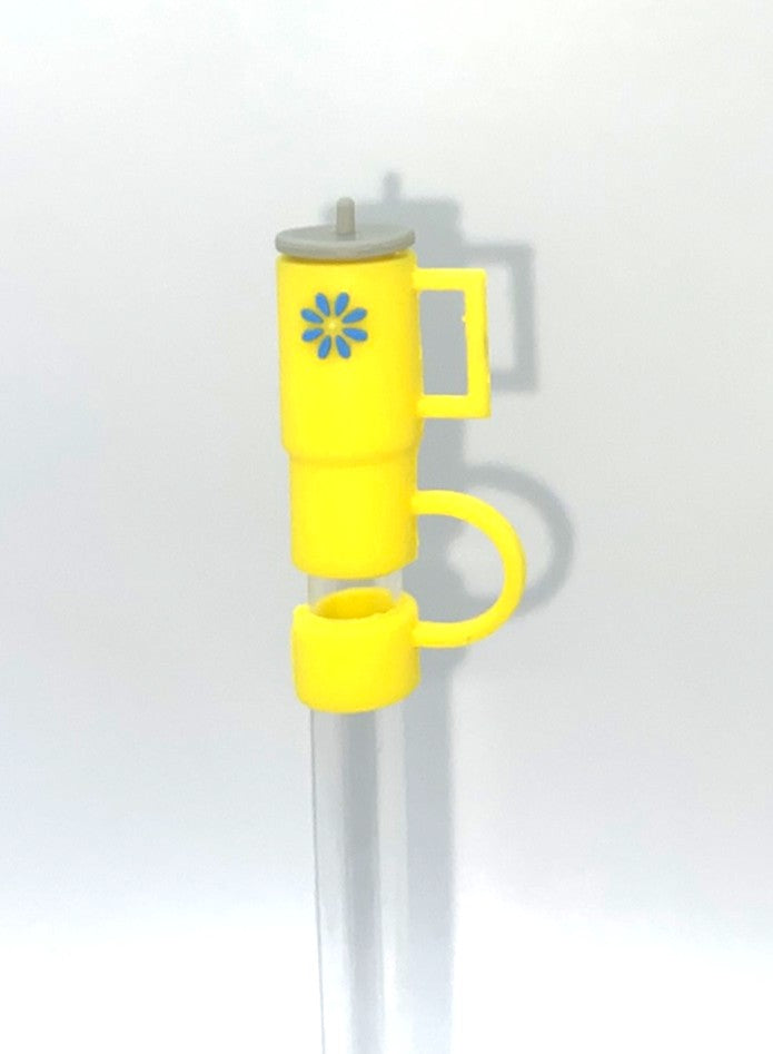 Tumbler 3D Yellow w/Blue Flower Straw Topper