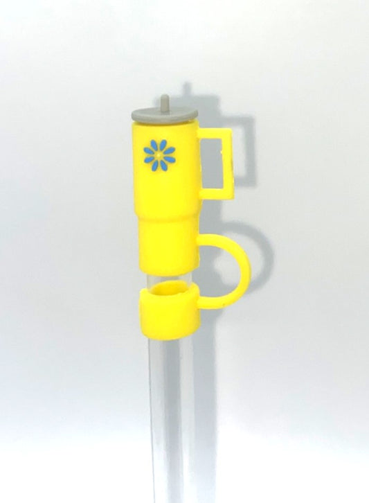 Tumbler 3D Yellow w/Blue Flower Straw Topper