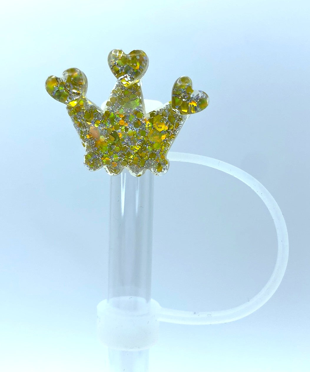 Glitter Crown Yellow Straw Topper