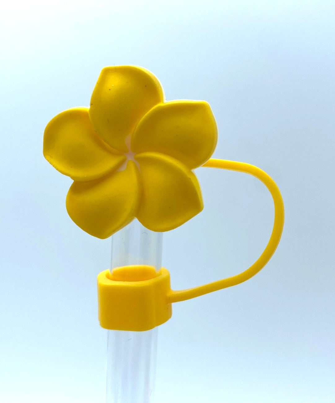 Yellow Plumeria Flower 3D Straw Topper