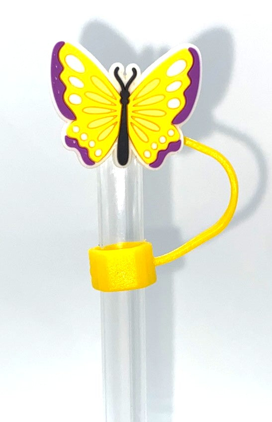 Yellow w/Purple Tips Butterfly Straw Topper