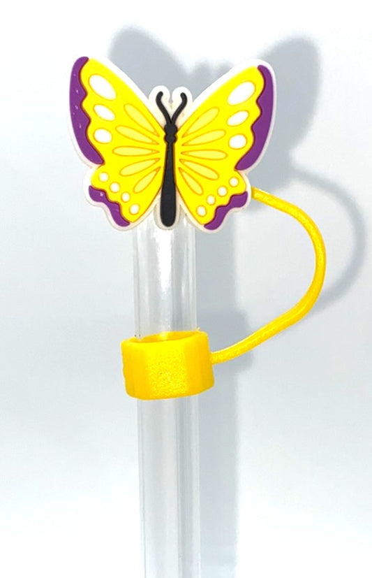 Yellow w/Purple Tips Butterfly Straw Topper