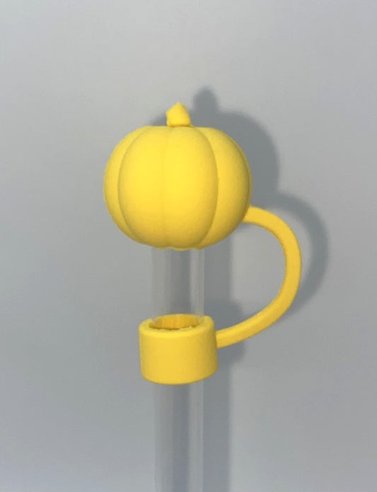 Yellow Pumpkin 3D Fall Straw Topper