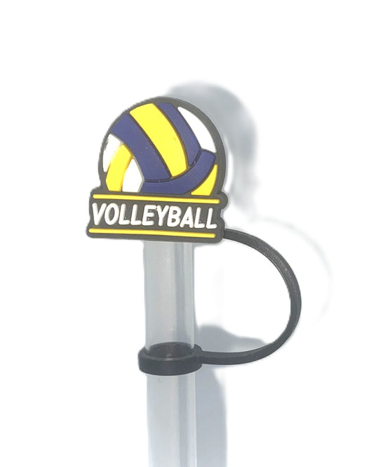 Volleyball Blue & Yellow Straw Topper