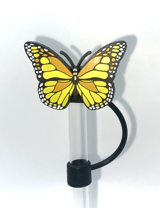 Yellow Monarch Butterfly Straw Topper