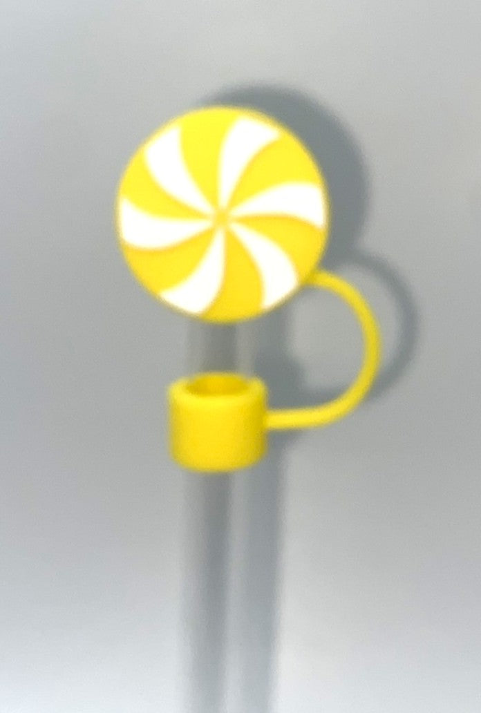 Yellow Swirl Candy 3D Straw Topper