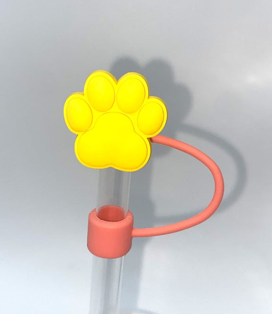 Yellow Dog Paw Straw Topper
