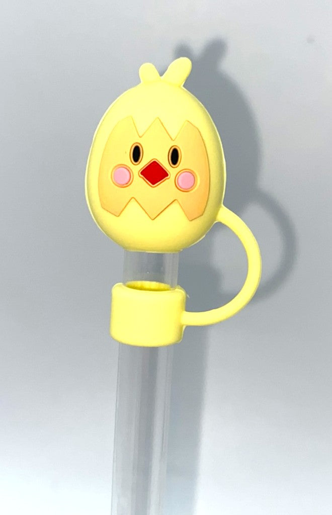 Yellow Chick Egg Shaped 3D Easter Straw Topper