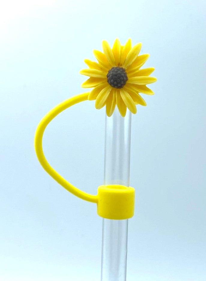 Yellow Daisy Jagged Flower Straw Topper