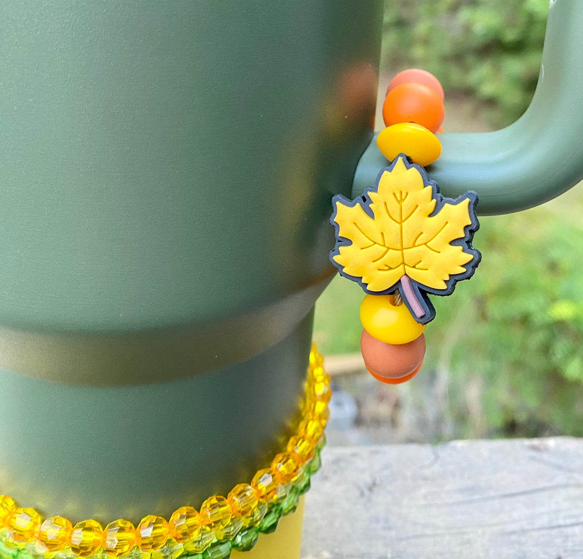 Yellow Fall Leaf Stanley Tumbler Cup Handle Charm