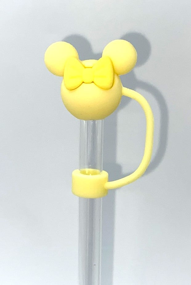 Yellow Magical Girl Mouse Ears w/Yellow Bow 3D Straw Topper