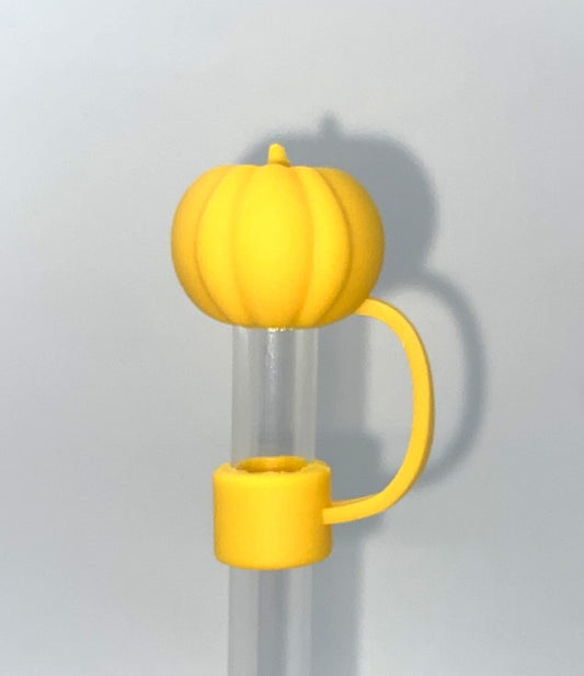 Yellow Orange Pumpkin 3D Fall Straw Topper