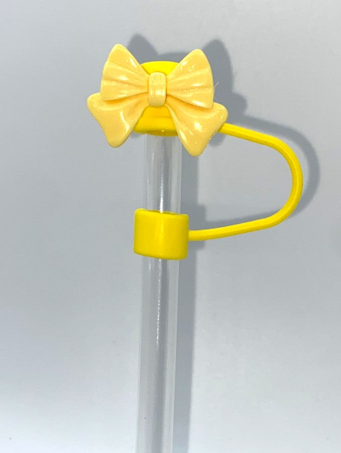 Yellow Resin Bow Straw Topper