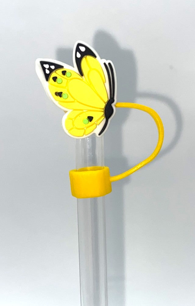 Yellow w/Black & Green Butterfly Straw Topper