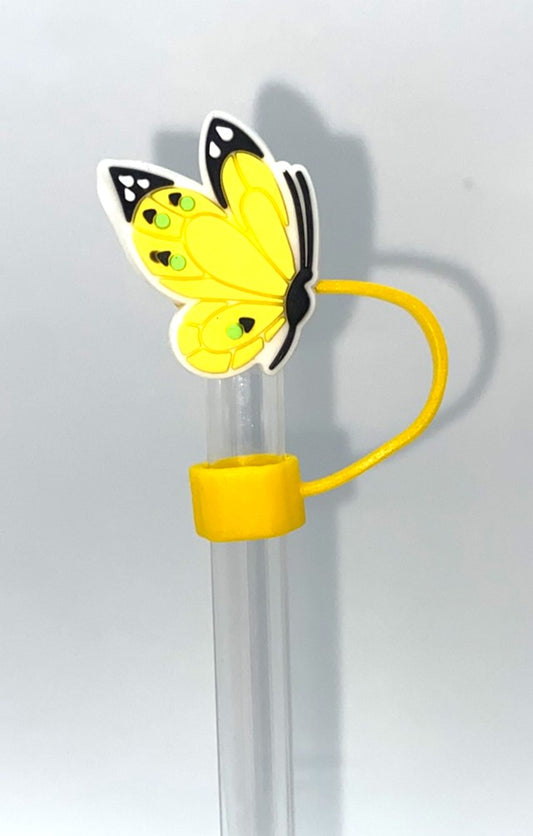 Yellow w/Black & Green Butterfly Straw Topper