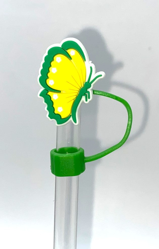 Yellow w/Green Butterfly Straw Topper