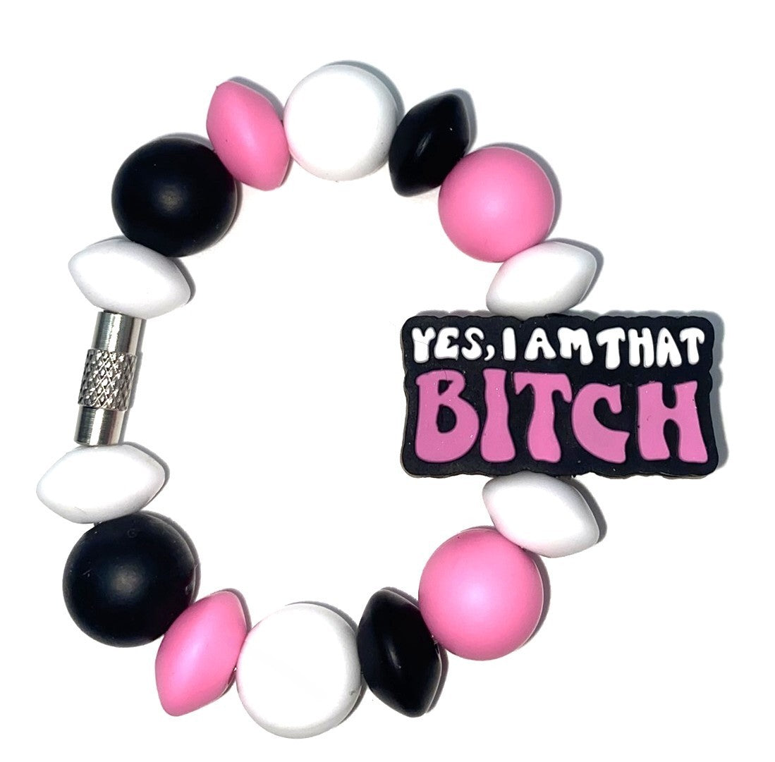 Yes I Am That Bitch Pink Stanley Tumbler Cup Handle Charm