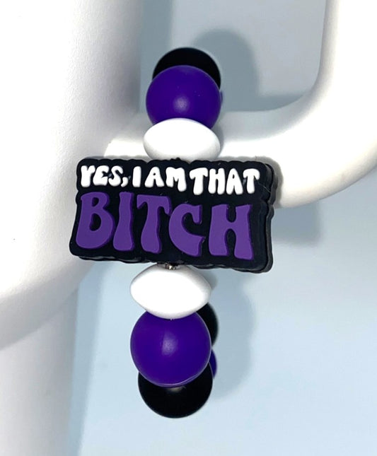 Yes I Am That Bitch Purple Stanley Tumbler Cup Handle Charm