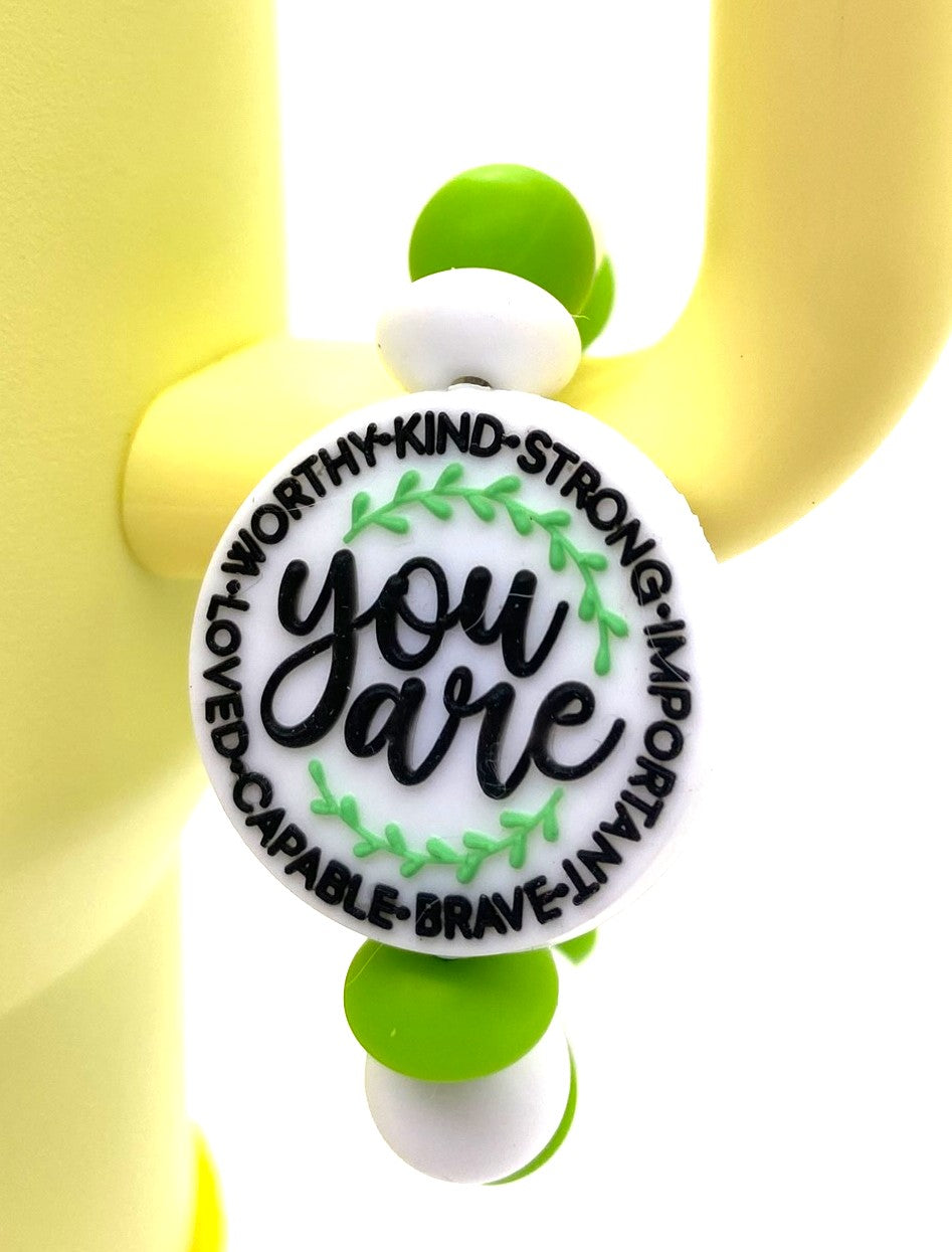 You Are: Worthy Kind Strong Important Brave Capable Loved Stanley Tumbler Cup Handle Charm