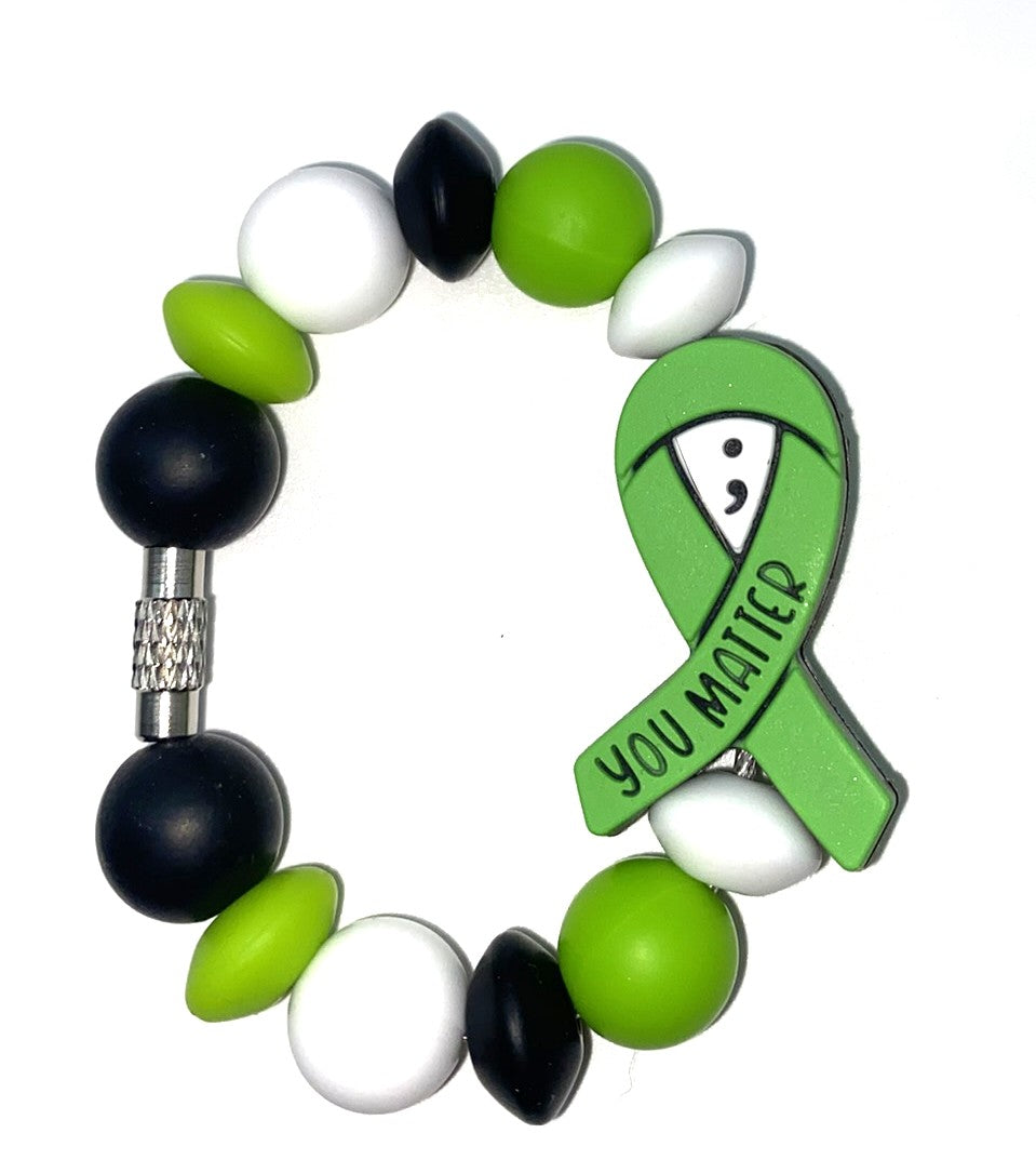 You Matter Green Ribbon Semi Colon Stanley Tumbler Cup Handle Charm