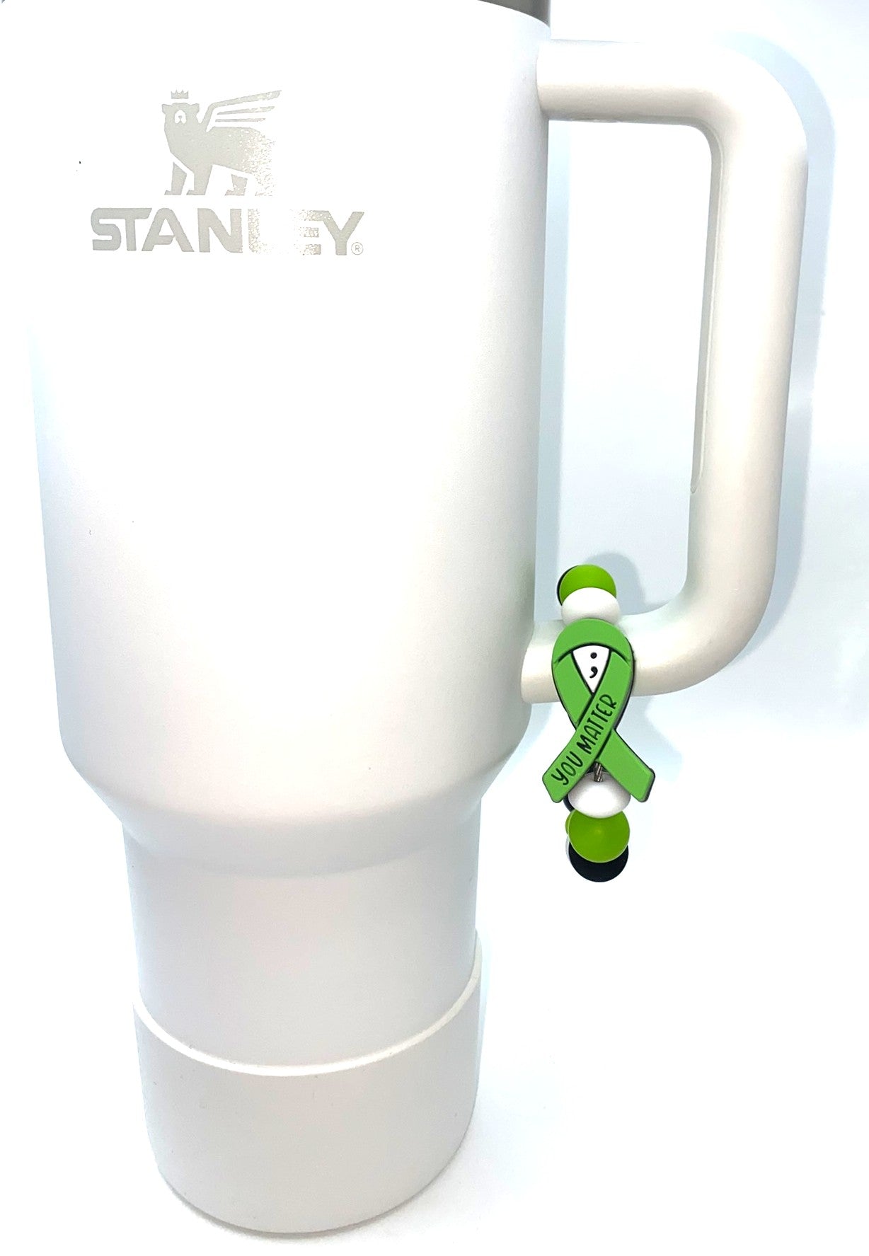 You Matter Green Ribbon Semi Colon Stanley Tumbler Cup Handle Charm