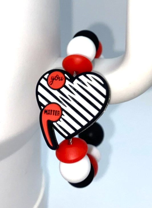 You Matter Heart Semi Colon Suicide Awareness Stanley Tumbler Cup Handle Charm