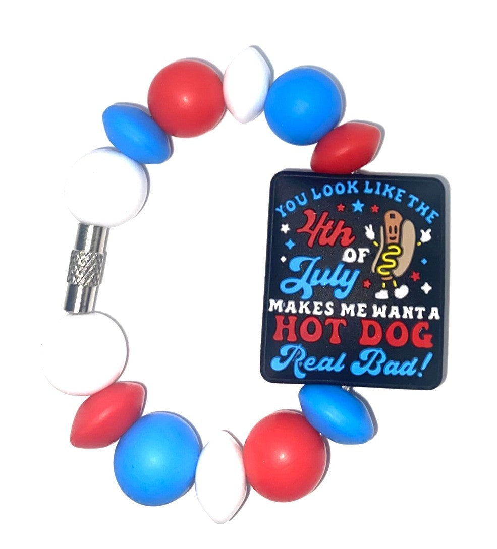 You Look Like the Fourth Of July Makes Me Want a Hot Dog Real Bad Stanley Tumbler Cup Handle Charm