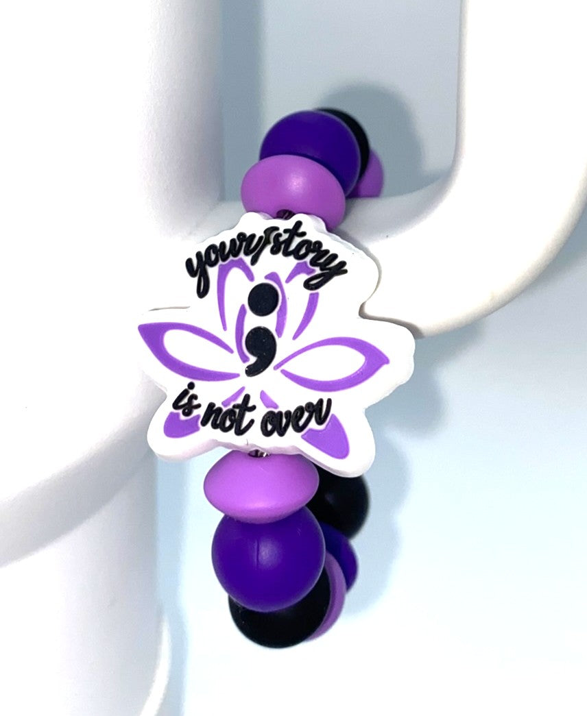 Your Story Is Not Over Lotus Semi Colon Suicide Awareness Stanley Tumbler Cup Handle Charm