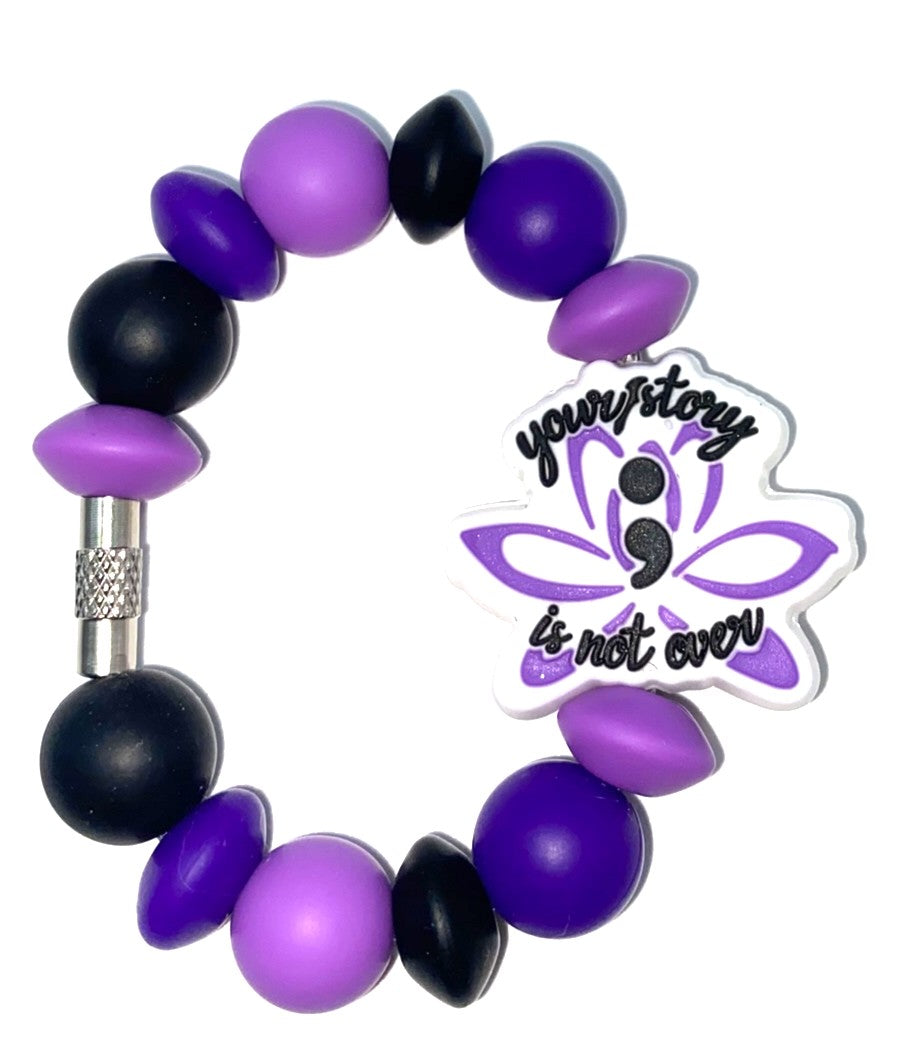 Your Story Is Not Over Lotus Semi Colon Suicide Awareness Stanley Tumbler Cup Handle Charm