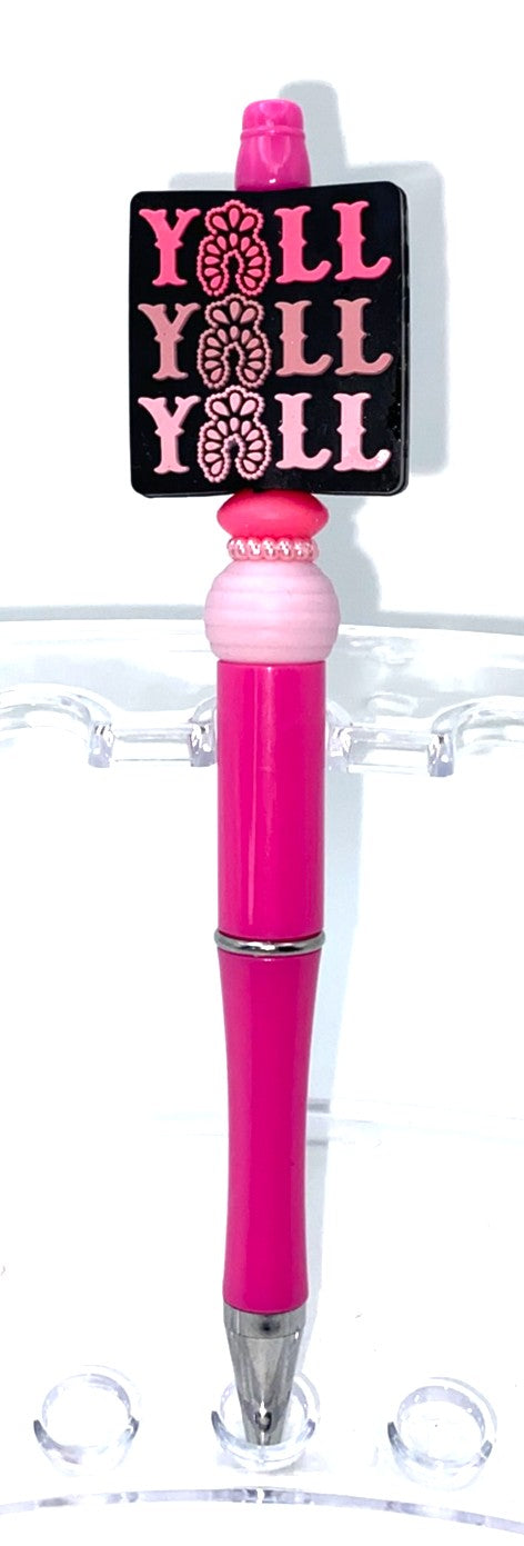 Y'all Pink Beaded Pen