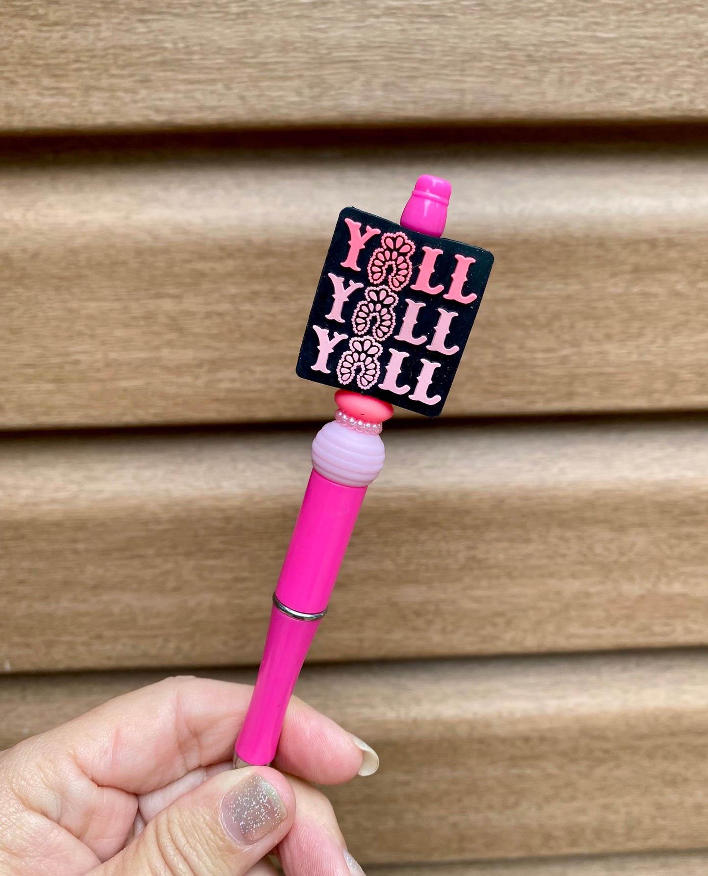 Y'all Pink Beaded Pen